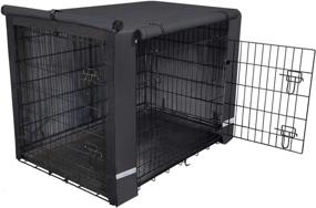 img 4 attached to 🐶 Yotache Dog Crate Cover for 36" Medium Double Door Wire Dog Cage - Waterproof & Windproof Pet Kennel Cover with Reflective Strip, Black - Indoor/Outdoor 600D Polyester, Lightweight