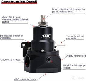 img 1 attached to 🔧 Enhance Performance with PQY Fuel Pressure Regulator: AN10 Feed & AN6 Return Line with Gauge & AN10 End Cap in Sleek Black Design