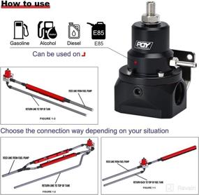 img 2 attached to 🔧 Enhance Performance with PQY Fuel Pressure Regulator: AN10 Feed & AN6 Return Line with Gauge & AN10 End Cap in Sleek Black Design