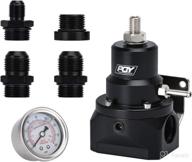 🔧 enhance performance with pqy fuel pressure regulator: an10 feed & an6 return line with gauge & an10 end cap in sleek black design logo