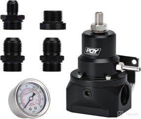 img 4 attached to 🔧 Enhance Performance with PQY Fuel Pressure Regulator: AN10 Feed & AN6 Return Line with Gauge & AN10 End Cap in Sleek Black Design