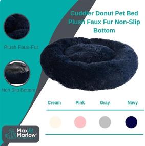 img 1 attached to Max & Marlow Long Lush Faux-Fur Cuddler, Anti-Anxiety Donut Bed for Dogs & Cats - Non Slip Bottom, Medium Size, Navy