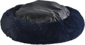 img 2 attached to Max & Marlow Long Lush Faux-Fur Cuddler, Anti-Anxiety Donut Bed for Dogs & Cats - Non Slip Bottom, Medium Size, Navy