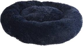 img 4 attached to Max & Marlow Long Lush Faux-Fur Cuddler, Anti-Anxiety Donut Bed for Dogs & Cats - Non Slip Bottom, Medium Size, Navy