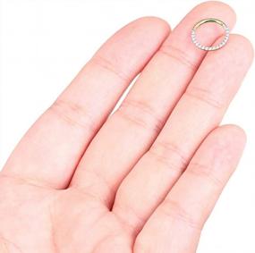 img 2 attached to Opal Hinged Segment Nose Rings Hoop - 16G CZ, Surgical Steel For Helix, Cartilage, Tragus & Septum Piercing - Clicker Ring Available In 8Mm And 10Mm Sizes By Longbeauty