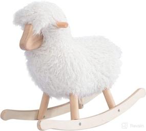 img 4 attached to 🐑 White Lamb Baby Rocking Horse - Wooden Plush Rocker Toy for Kids Ages 1-3, Ideal Birthday Gift (White)