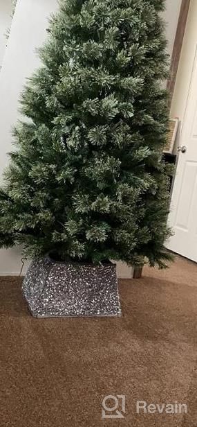 img 1 attached to Sparkling Blue Sequin Christmas Tree Collar - 33.5 Inch Cover For Xmas Tree Ring Stand Base - Perfect Holiday Home Decor review by Sandy Reed