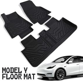 img 4 attached to Ultimate All-Weather Protection: Pedigree 3D Floor Mats for Tesla Model Y (2020-2022) - Custom Fit Black TPE Liners for 1st & 2nd Row