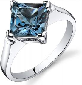 img 4 attached to Обручальное кольцо Peora London Blue Topaz из стерлингового серебра 925 пробы для женщин - натуральный 2-каратный драгоценный камень огранки «принцесса», размер 7 мм, комфортная посадка, доступны размеры от 5 до 9