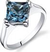 925 sterling silver peora london blue topaz engagement ring for women - natural 2 carat princess cut gemstone, 7mm size, comfort fit, available in sizes 5 to 9 logo