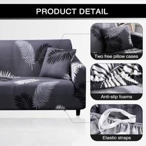 img 2 attached to Lamberia Printed Sofa Cover Stretch Couch Cover Sofa Slipcovers For 3 Cushion Couch With Two Free Pillow Cases (Palm, Loveseat)