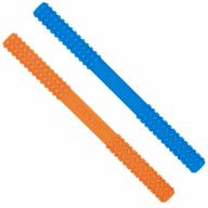 bpa free soft silicone teething toys for babies 3-6 months & 6-12 months - dishwasher & refrigerator safe (blue+orange) original hollow teething tubes (6.8’’ long) logo