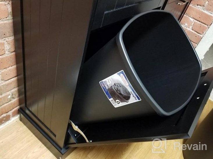 img 1 attached to 🗑️ ECLife Tilt Out Kitchen Trash Cabinet Free Standing Recycling Cabinet Trash Can Holder with Drawer and Removable Bamboo Cutting Board - Black review by David Boulanger