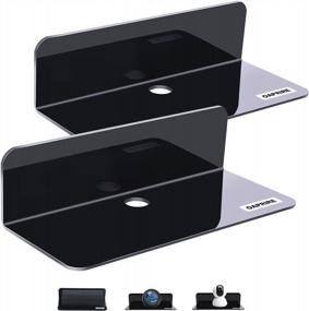 img 4 attached to OAPRIRE Acrylic Floating Wall Shelves Set Of 2, Damage-Free Expand Wall Space, Small Display Shelf For Smart Speaker /Action Figures With Cable Clips