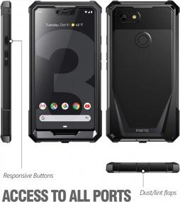 img 3 attached to Poetic Guardian Clear Hybrid Bumper Case с устойчивой к царапинам задней панелью и встроенной защитой экрана для Google Pixel 3 XL черного цвета - прочная защита всего тела