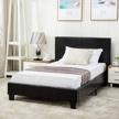 mecor full size faux leather platform bed with nailhead trim headboard in black - no box spring required! logo