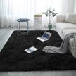 black soft shag faux fur 3x5 area rug non-slip plush fluffy comfy rugs for bedroom living room babys care crawling carpet logo