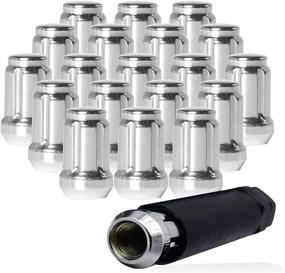 img 4 attached to 🔧 MuHize M12x1.5 Lug Nuts - 20PCS Chrome Wheel Lug Nut Kit with Key, 1.38" Tall, Closed End 6 Spline Nut - Compatible with Toyota Ford Mazda Camaro Corvette