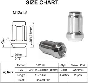 img 3 attached to 🔧 MuHize M12x1.5 Lug Nuts - 20PCS Chrome Wheel Lug Nut Kit with Key, 1.38" Tall, Closed End 6 Spline Nut - Compatible with Toyota Ford Mazda Camaro Corvette