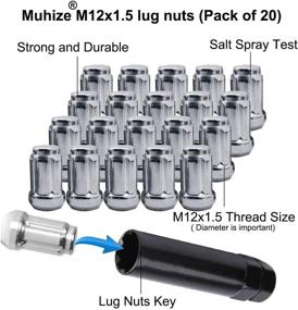 img 1 attached to 🔧 MuHize M12x1.5 Lug Nuts - 20PCS Chrome Wheel Lug Nut Kit with Key, 1.38" Tall, Closed End 6 Spline Nut - Compatible with Toyota Ford Mazda Camaro Corvette