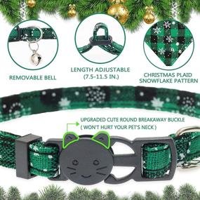 img 3 attached to Enhanced Safety and Style: 2 Pack Breakaway Cat Collars with Bell, Bandana, and Plaid Snowflake Xmas Design - Ideal for Boy Cats and Kittens!