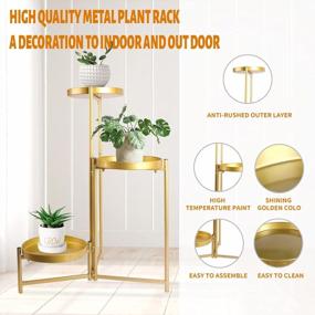 img 3 attached to Versatile And Chic: BIGTREE Foldable Metal Plant Stand In Gorgeous Gold For Indoor And Outdoor Use