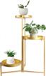 versatile and chic: bigtree foldable metal plant stand in gorgeous gold for indoor and outdoor use logo