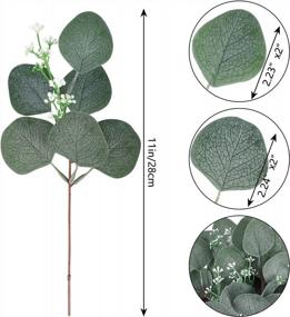 img 3 attached to 24 стебля эвкалипта с семенами и зелень из искусственного серебряного доллара для свадебных букетов, центральных украшений и домашнего декора - искусственные реалистичные листья эвкалипта