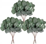 24 seeded eucalyptus stems and faux silver dollar greenery for wedding bouquets, centerpieces and home decor - artificial realistic eucalyptus leaves logo