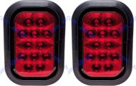 🚦 all star truck parts: 2-pack - 5x3" red rectangle led stop/turn/tail truck light kit logo