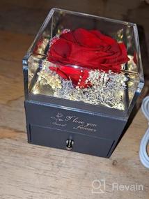 img 6 attached to Незабываемые подарки ко Дню Святого Валентина для нее - сохранившаяся красная роза с ожерельем в виде крыла ангела и музыкальная шкатулка с вечным цветком со светодиодной подсветкой