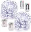 set of 2 mumuxi fairy lights with remote - 33 ft 100 led battery operated christmas lights, 8 modes, timer, waterproof outdoor/indoor cool white battery powered string lights logo