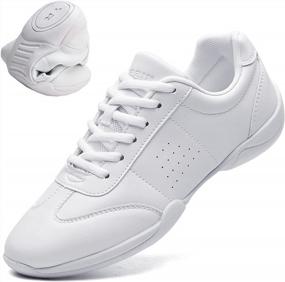 img 4 attached to Adult And Youth White Cheerleading Shoes: Athletic Sport Dance, Training, And Competition Tennis Sneakers For Cheerleaders - DADAWEN Cheer Shoes