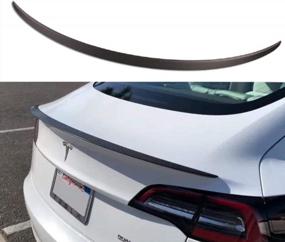 img 4 attached to Tesla Model Y Spoiler Carbon Fiber Trunk Wing Performance Rear Lip Lid - Matte Finish
