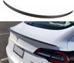 tesla model y spoiler carbon fiber trunk wing performance rear lip lid - matte finish logo