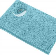 plush chenille microfiber bath mat rug - super absorbent and extra-soft shaggy bathroom shower rug - machine washable and dryable - 20 x 30 inches - spa blue logo