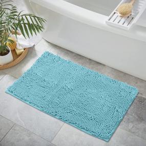 img 2 attached to Plush Chenille Microfiber Bath Mat Rug - Super Absorbent And Extra-Soft Shaggy Bathroom Shower Rug - Machine Washable And Dryable - 20 X 30 Inches - Spa Blue