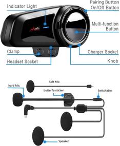 img 3 attached to 🏍️ QSPORTPEAK M2 1000M 5.0 Motorcycle Helmet Bluetooth Intercom Kit | 6 Riders | Noise Cancellation | FM | Hands-Free | Waterproof (1 Pack)