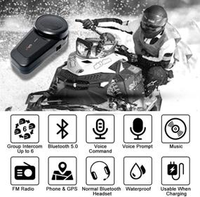 img 2 attached to 🏍️ QSPORTPEAK M2 1000M 5.0 Motorcycle Helmet Bluetooth Intercom Kit | 6 Riders | Noise Cancellation | FM | Hands-Free | Waterproof (1 Pack)