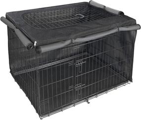 img 4 attached to 🐶 Enhanced Dog Crate Cover: Adjustable Flap for 24-48 Inch Metal Crate - Premium Cover Only (48 Inch, Obsidian Black)