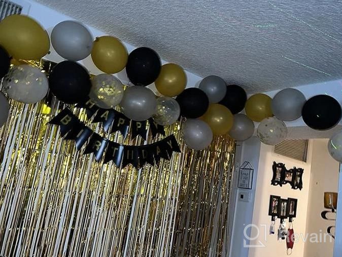 img 1 attached to Make His 21St Birthday Incredible With 95Pcs Black And Gold Party Decorations Including Banner, Balloons, Photo Props, And More! review by Tamara Simpson