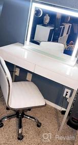 img 3 attached to Glossy White Vanity Desk By GreenForest With 2 Drawers, Modern Style Console Table For Bedroom, Home Office, & Makeup Station - 47" With Gold Metal Legs (Mirror Not Included)