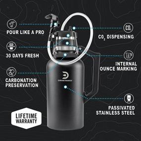 img 2 attached to 64 Oz Carbonated Craft Beverage Growler With CO2 Dispensing Keg Cap For Camping, Tailgating, Bottle Shares, BBQs, Boating & Adventure - DrinkTanks® Travel Keg (Obsidian)