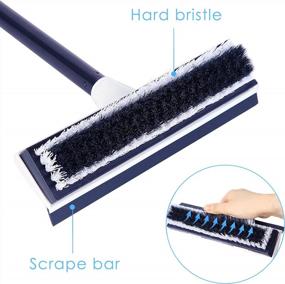 img 3 attached to BOOMJOY Floor Scrub Brush With Long Handle -50" Stiff Brush, 2 In 1 Scrape And Brush,Tub And Tile Brush For Cleaning Bathroom, Patio, Kitchen, Wall And Deck-Navy