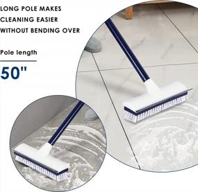 img 1 attached to BOOMJOY Floor Scrub Brush With Long Handle -50" Stiff Brush, 2 In 1 Scrape And Brush,Tub And Tile Brush For Cleaning Bathroom, Patio, Kitchen, Wall And Deck-Navy