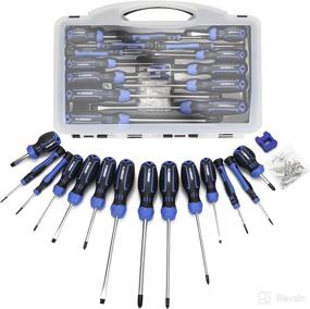 img 4 attached to 🔧 URASISTO Magnetic Screwdrivers Set - 16-pieces Including 6 Slotted and 8 Phillips - Tools for Repair Man with Case