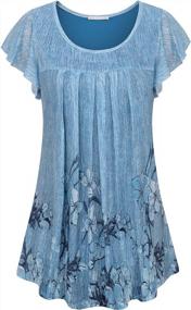 img 3 attached to Women'S Short Sleeve Tunic Shirt Pleated Mesh Blouse Summer Floral Top By Furnex