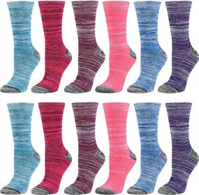 img 4 attached to Get Your Feet Stylish With 12 Pairs Of Debra Weitzner Women'S Cotton Crew Socks In Fun Argyle Patterns!