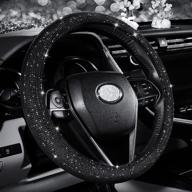 🖤 stylish black diamond steering wheel cover for car enthusiasts: seg direct bling crystal rhinestones, fits 14 1/2 - 15 inch wheel, perfect for women, men, and girls логотип