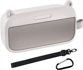 img 4 attached to Silicone Case Cover Compatible With Bose For SoundLink For Flex Bluetooth Portable Speaker, Travel Carrying Protective Pouch Sleeve With Shoulder Strap (Not Include Wireless Speakers) -White